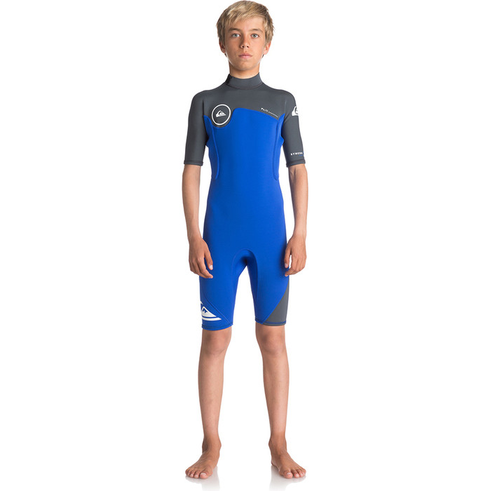 SALE！Quiksilver フルスーツ 130サイズ 青黒 Quiksilver Boys Syncro Series 2mm Back Zip Shorty Wetsuit HV
